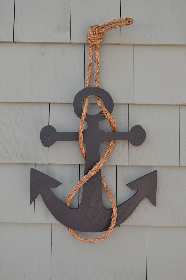 Anchor Wall Hanging Slate Nautical Wall Decor Etsy