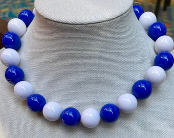 Game Day Necklace 20mm Bead Necklace Chunky Necklace Big Beads Necklace Large bead jewelry team colors Buffalo Bills Dallas CowboysNY Giants