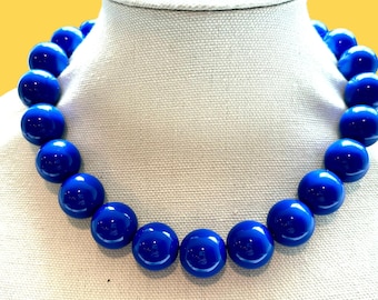 Große Perlen Kobalt Blau Chunky Halskette - Bubblegum Bead Choker Schmuck für alle - Benutzerdefinierte Farben erhältlich