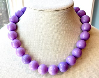 Iris Purple Bead necklace 20mm Bubblegum Bead Necklace Chunky Necklace Big Beads Choker Necklace Large Beaded Jewelry Custom Colors