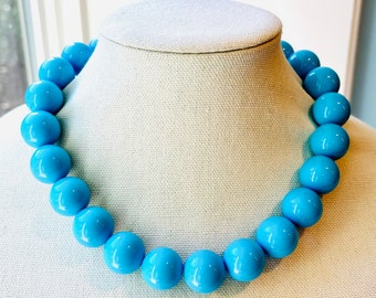 Sky Blue Bead Necklace 20mm Bubblegum Bead Necklace Chunky Necklace Big Beads Choker Necklace Large Beaded Jewelry Custom Colors Available