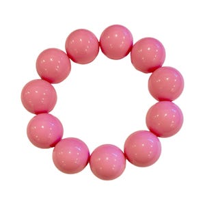 Big Beads TAFFY PINK Bracelet -  Bubblegum Beads, Strong Elastic, Stackable 20mm Bead Bracelet