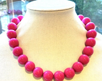 Peony Pink Necklace Bubblegum Bead Necklace Beaded Necklace Chunky Necklace Big Beads Choker Necklace Large Beaded Jewelry Custom Color