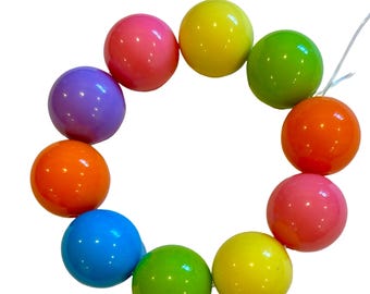 Big Perlen Armband, Blau, Rosa, Gelb, Orange, Grün und Lila, helle Farben, 20 mm Stapeln Schmuck, Custom, stark elastisch, einfach zu tragen