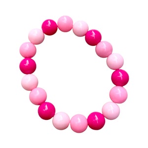 Beaded Stretch Bracelet - Stackable, Waterproof & Comfortable, Unisex, Kids jewelry,  Peony Pink bracelet, 12mm bead jewelry