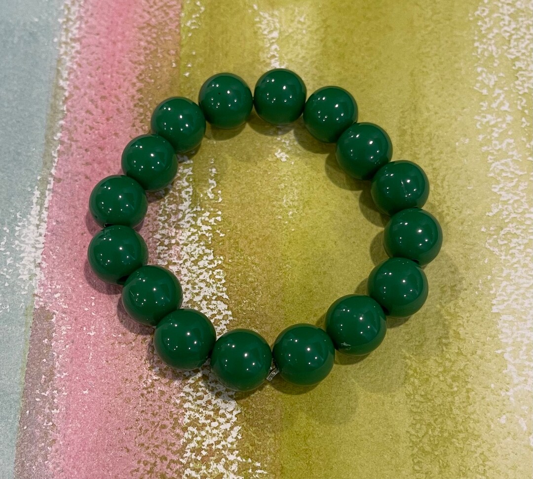 Green Beaded Bracelet Bubblegum Bead Bracelet to Match Necklace