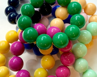 Custom Big Bead Bracelet - Personalize Colors, Bubblegum Beads, Handmade Stretchy Jewelry, Fast Ship, 20mm Beads