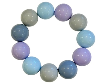 Groß Perlen Armband, hellblau, grau, Periwinkle blau Bubblegum, 20 mm Schmuck, benutzerdefinierte Farben, stark elastisch, leicht zu tragen