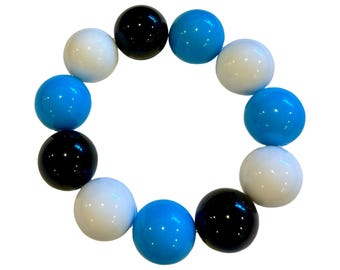 Los Löwen! Blau, Schwarz & Weiß Perlen Armband, dehnbar Schmuck, Show Support w / Team Farben, Geist Farben, Schule Stolz Geschenk