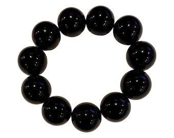 Big Bead BLACK Bubblegum Bracelet, 20mm Big Beads, Strong Elastic, Stackable Jewelry, Fun Statement Piece