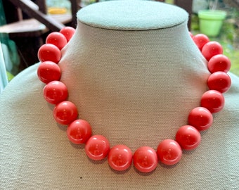 Peachy Pink necklace Chunky Necklace Big Beads Choker Necklace Large beaded jewelry vibrant color custom color