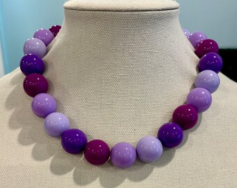 Purple Passion Orchid Purple Iris Purple Periwinkle Purple Necklace Bubblegum Bead Necklace Beaded Chunky Necklace Big Bead Choker Necklace