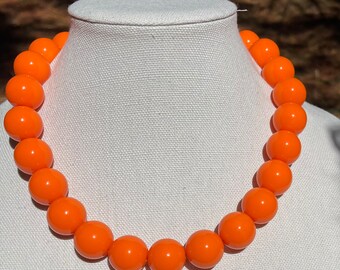 Orange/Black 20mm Bubblegum Bead Necklace Beaded necklace Chunky Necklace Big Beads Choker Necklace Large beaded jewelry Halloween Necklace