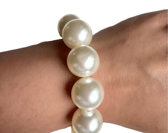 Faux Perlenarmband, 20 mm Perlen, dehnbar elastisch
