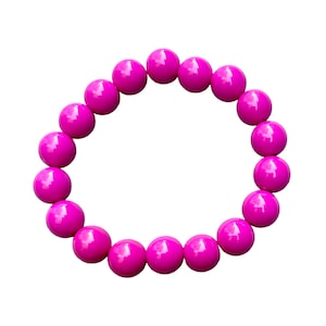 Beaded Stretch Bracelet - Stackable, Waterproof & Comfortable, Unisex, Kids jewelry, match to necklace, Peony Pink 12mm bracelet