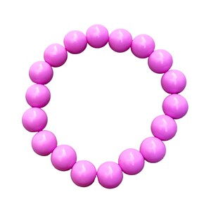 Beaded Stretch Bracelet - Stackable, Waterproof & Comfortable, Unisex, Kids jewelry, match to necklace, Pink 12mm beaded bracelet