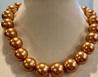 Gold Perlen Big Perlenkette 20 mm Bubblegum Perlenkette Chunky Halskette Big Beads Choker Halskette Perlenschmuck Faux Perle