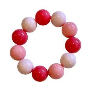 Bubblegum Beads Bracelet - Colorful Jewelry, Shades of Pink, 20mm Beads, Strong Elastic, Stackable, Big Bead Pink, Pink Jewelry