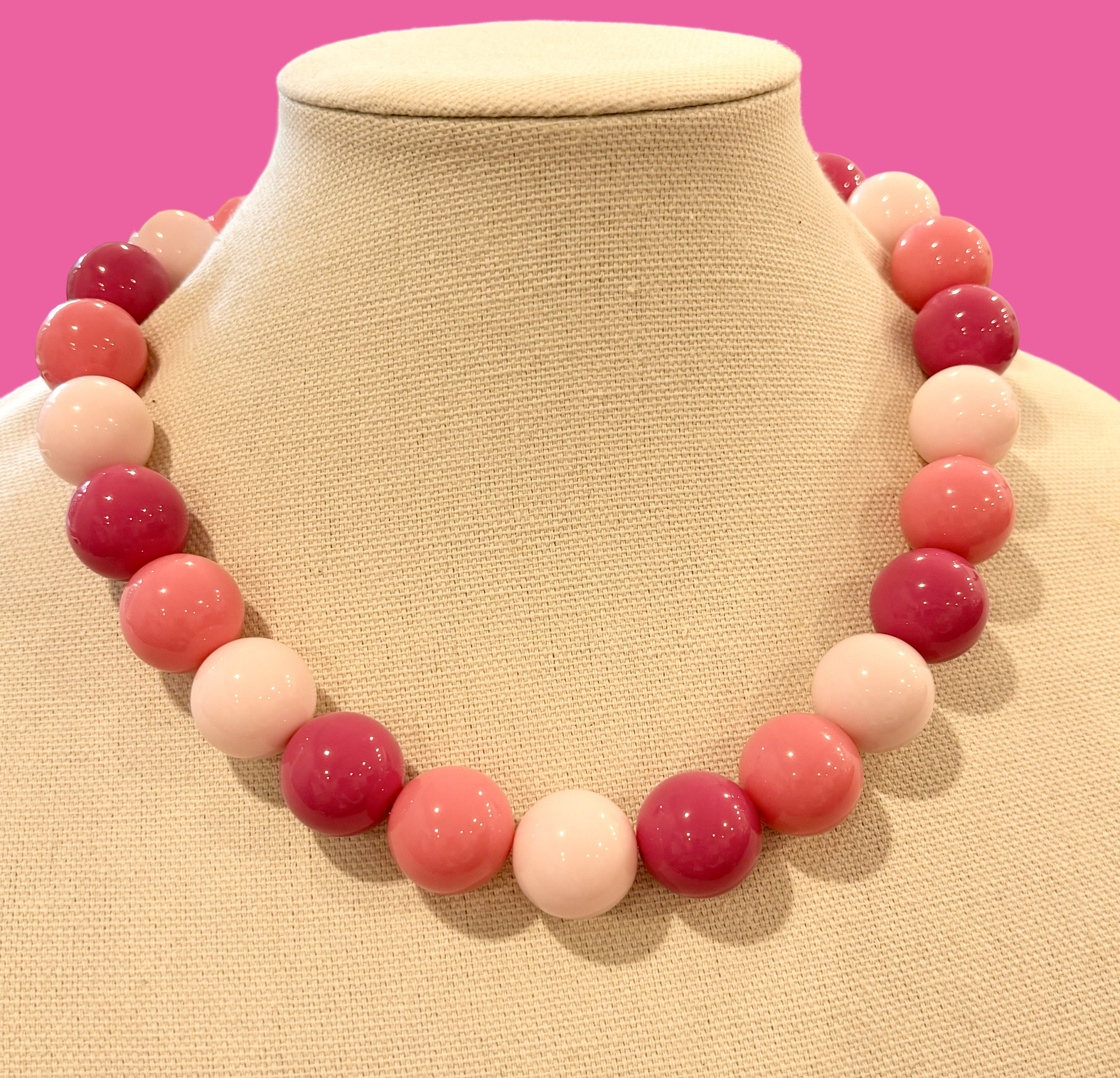 Collier Sautoir Perles Bonbons Pastel Multicolore - Rose Dominant, Alliage, Fantaisie, Made In France