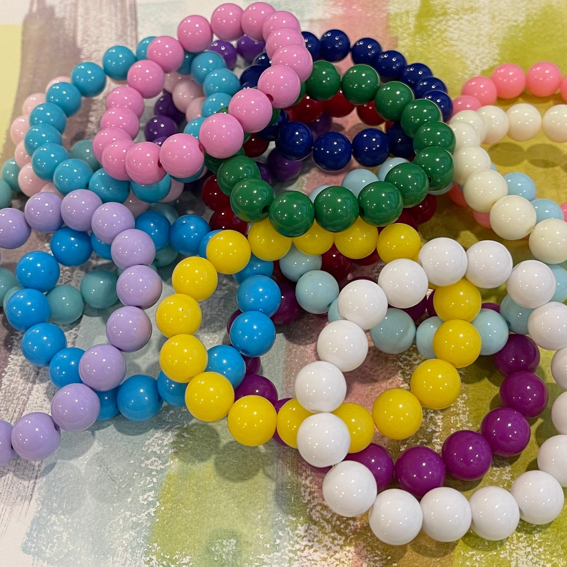 Indigo Blue Bubblegum Bead Bracelet to Match Necklace Stretchy Bracelet ...