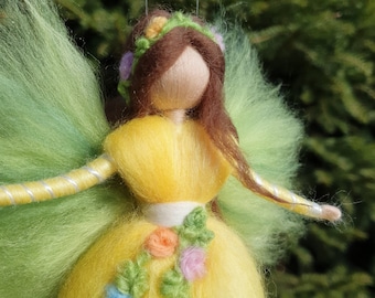 Sunny Yellow Flower Fairy Spring Fairy Waldorf Wool Fairy