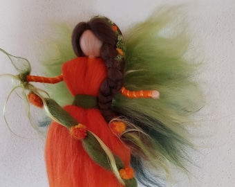 Flower fairy elf wool felted