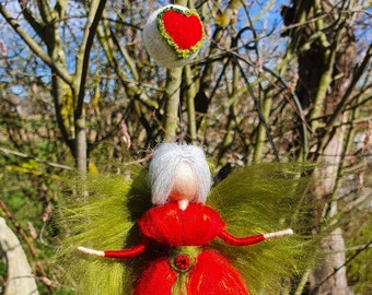 little fairy with heart Mother's Day felted wool angel gift mom grandma