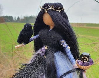 Fairy raven forest fairy shaman felted spirit animal