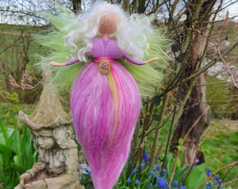 little pink fairy felted wool gift mom grandma mother's day