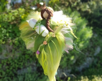 Cradle fairy felted with baby angel fairy wool