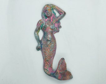 Mermaid Metal Art Wall Decor JACE Metal Wrought Iron Mermaids Crafts Copper Wrought Iron Mermaid for Home Garden Beach Decoration
