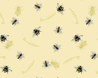 Tissu abeille, 100 % coton, tissu par mètre, coupe au choix