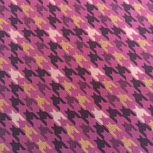 Pink Houndstooth Fabric, 100% Cotton, Fabric by the Yard, Choose your Cut