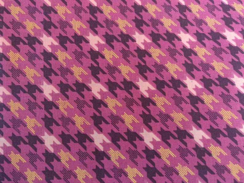 Pink Houndstooth Fabric 100 Cotton Fabric by the Yard Etsy