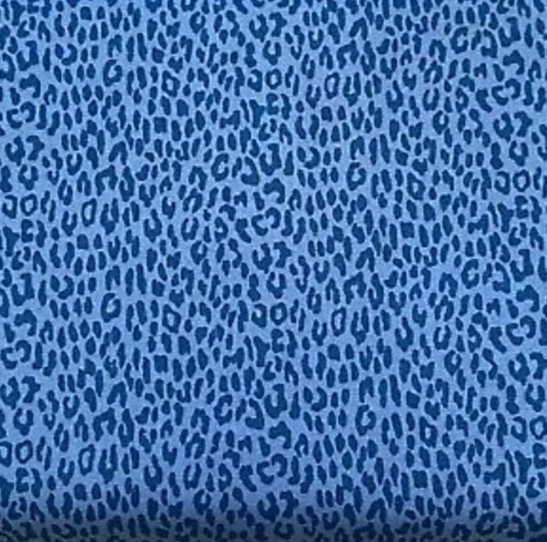 Blue Leopard Print Fabric, 100% Cotton Fabric, Blue Cheetah Print