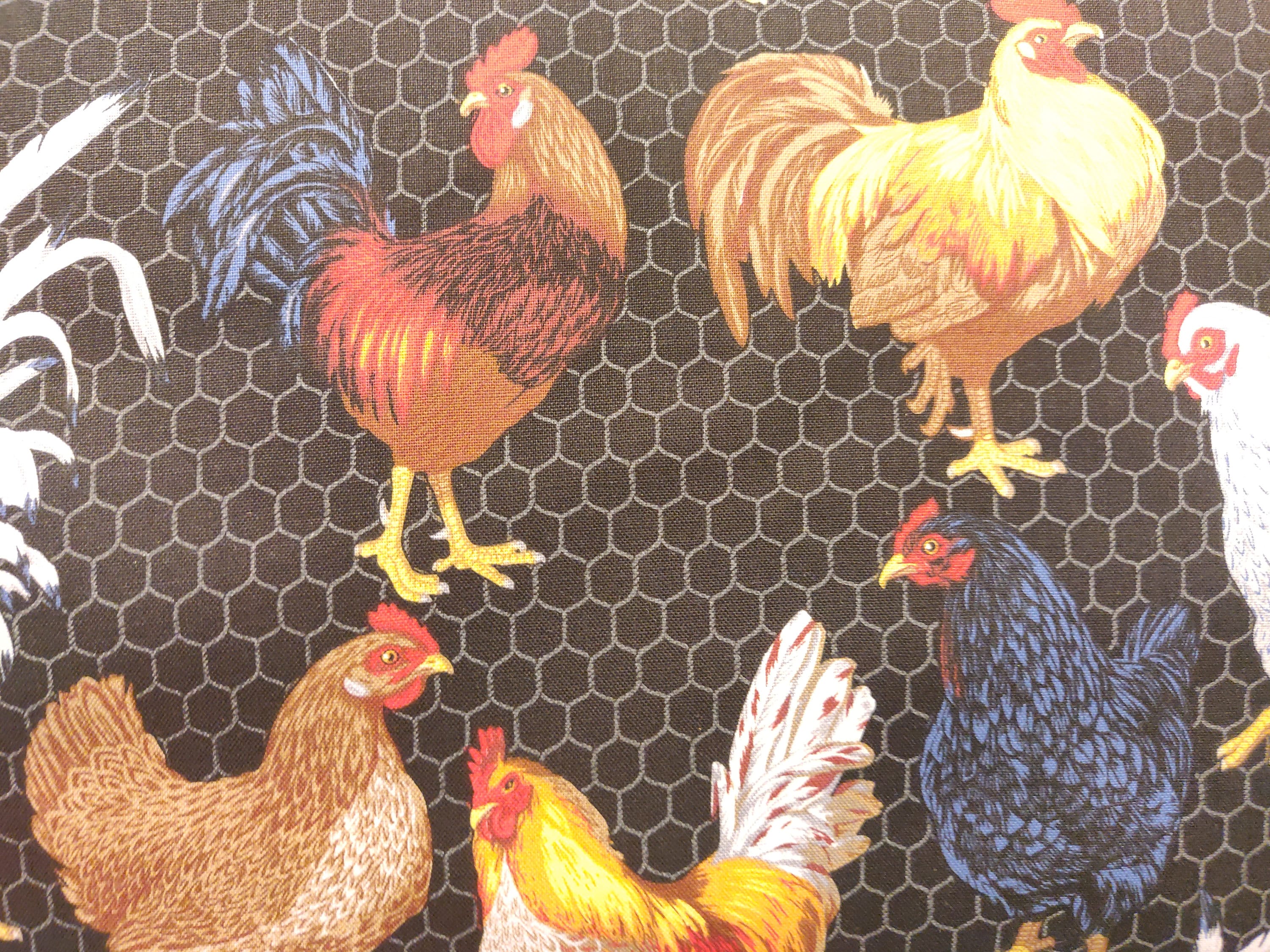Chicken Fabric, Chicken Wire Fabric, 100% Cotton Fabric, Fabric by the ...