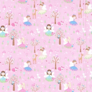 Cute Forest Fairy Fabric, 100% Cotton, Fabric by the Yard, Choose your Cut