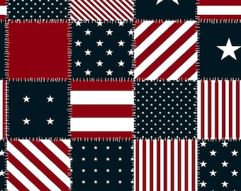 Patchwork Flag Indoor/Outdoor Fabric, 100% Polyester, Fabric by the Yard, Choose your Cut