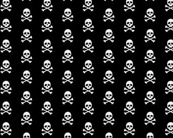 Skulls and Crossbones Fabric, Halloween Fabric, 100% Cotton, Fabric by the Yard