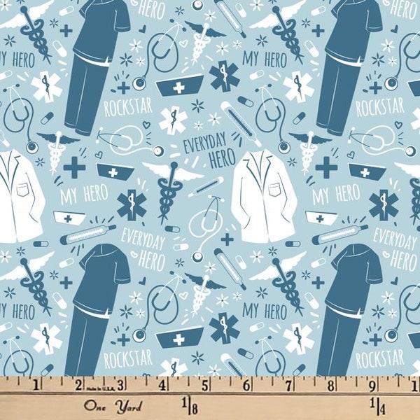 Nurses and Doctors Fabric, 100% Cotton, Vineyard Fabric, Fabric by the Yard, Choose your Cut