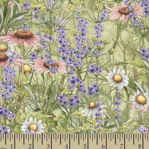 Spring Floral Fabric, 100% Cotton, Fabric by the Yard