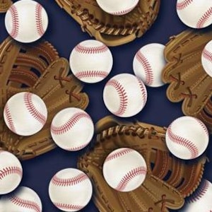 Baseball Fabric, 100% Cotton, Fabric by the Yard, Choose your Cut