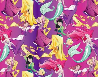Disney Prinzessinnen Stoff, 100% Baumwolle, Meterware, Meterware, Wählen Sie Ihren Schnitt, Quilten