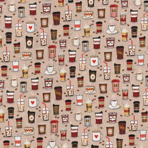 Coffee Fabric, 100% Cotton, Fabric by the Yard, Choose your Cut
