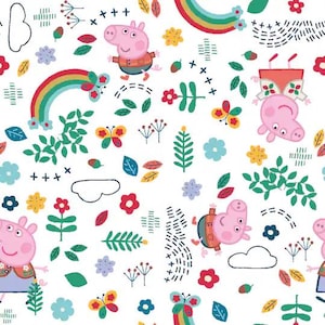 Peppa Pig Fabric, 100% Cotton, Fabric by the Yard, Choose your Cut, quilting