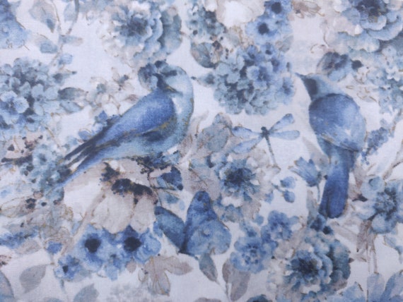 Blue bird Fabric, 100% Cotton, Fabric by the Yard, Choose your Cut