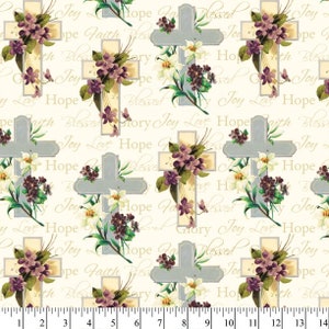 Kreuze und Blumen Stoff, 100% Baumwolle, christlicher Stoff, Stoff-Bulk-Lager, wählen Sie Ihren Schnitt