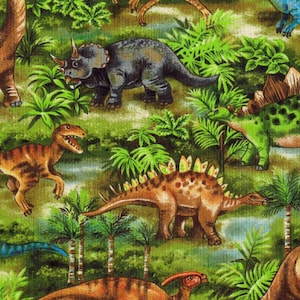 Dinosaur Fabric, 100% Cotton, Dinosaur Jungle Fabric, Fabric by the Yard, Choose your Cut