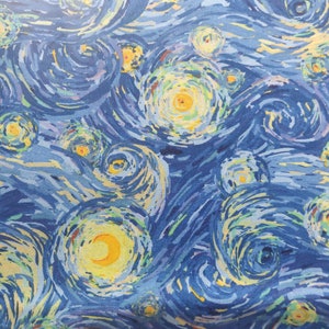 Blue and Yellow Swirls Fabric, 100% Cotton fabric, Fabric by the Yard