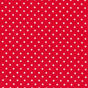 Red and White Polka Dot Fabric, 100% Cotton, Fabric by the Yard, Choose your Cut
